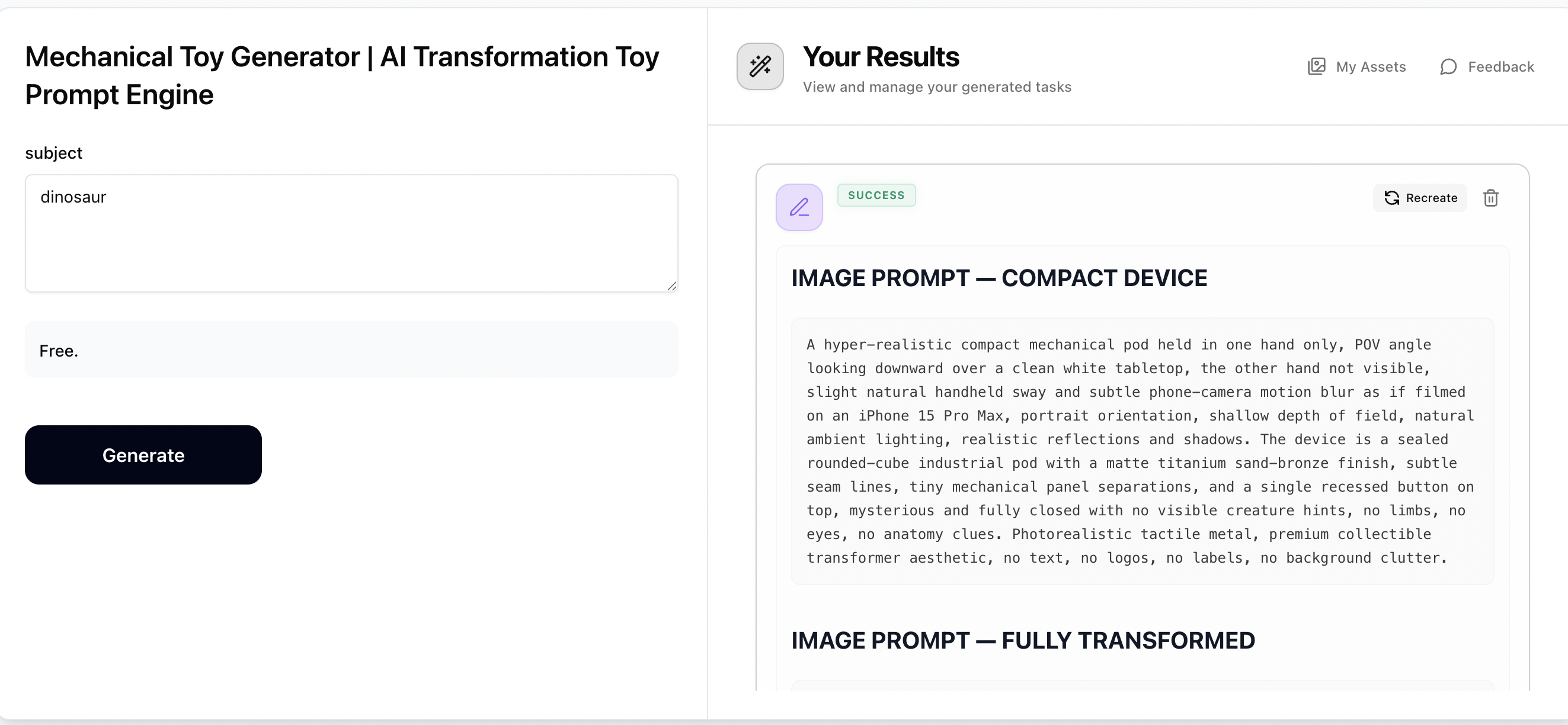 Step 1: Generate Prompts with Mechanical Toy Generator