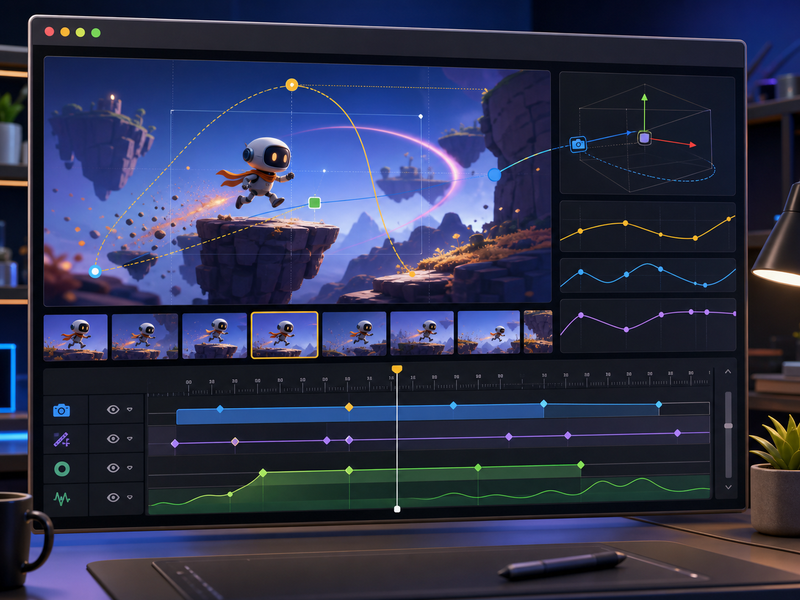 Edición de escenas y línea de tiempo visual
