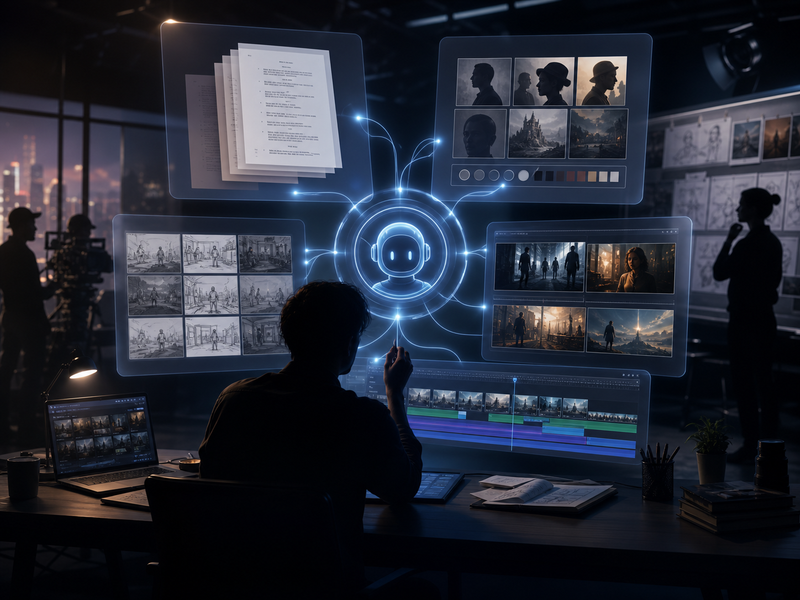 Flujo de trabajo cinematográfico asistido por agentes visual